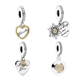 14K Silver Pendants Charms Eiffel Tower Angel Wings Family Love Heart Key