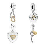 14K Silver Pendants Charms Eiffel Tower Angel Wings Family Love Heart Key