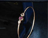 14K Rose Silver Ruby Gemstone Tennis Charm Cuff Bracelet