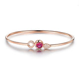 14K Rose Silver Ruby Gemstone Tennis Charm Cuff Bracelet