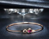 14K Rose Silver Ruby Gemstone Tennis Charm Cuff Bracelet