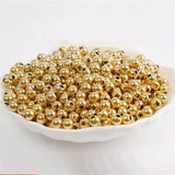 Real 14K Yellow Beads 3mm Luck Smooth Transfer Bead Diy Jewelry Woman