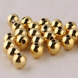 Real 14K Yellow Beads 3mm Luck Smooth Transfer Bead Diy Jewelry Woman