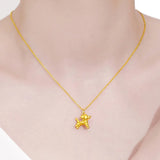 Real 14K Yellow Dog Pendant Necklace Women Fine Jewelry