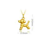 Real 14K Yellow Dog Pendant Necklace Women Fine Jewelry