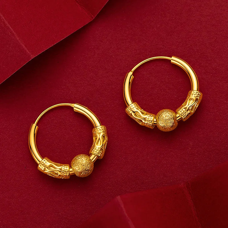 Real 14K Yellow Drop Earring for Women Romantic Jewelry