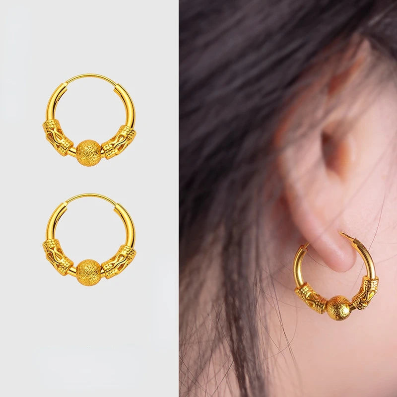 Real 14K Yellow Drop Earring for Women Romantic Jewelry