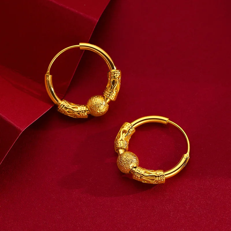 Real 14K Yellow Drop Earring for Women Romantic Jewelry