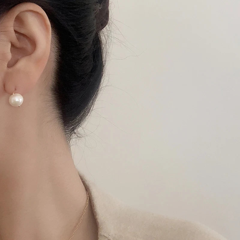 14k Filled Ear Climber Pearl Earrings Ear Cuff Boho Oorbellen