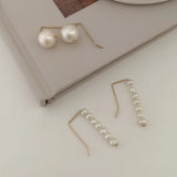 14k Filled Ear Climber Pearl Earrings Ear Cuff Boho Oorbellen