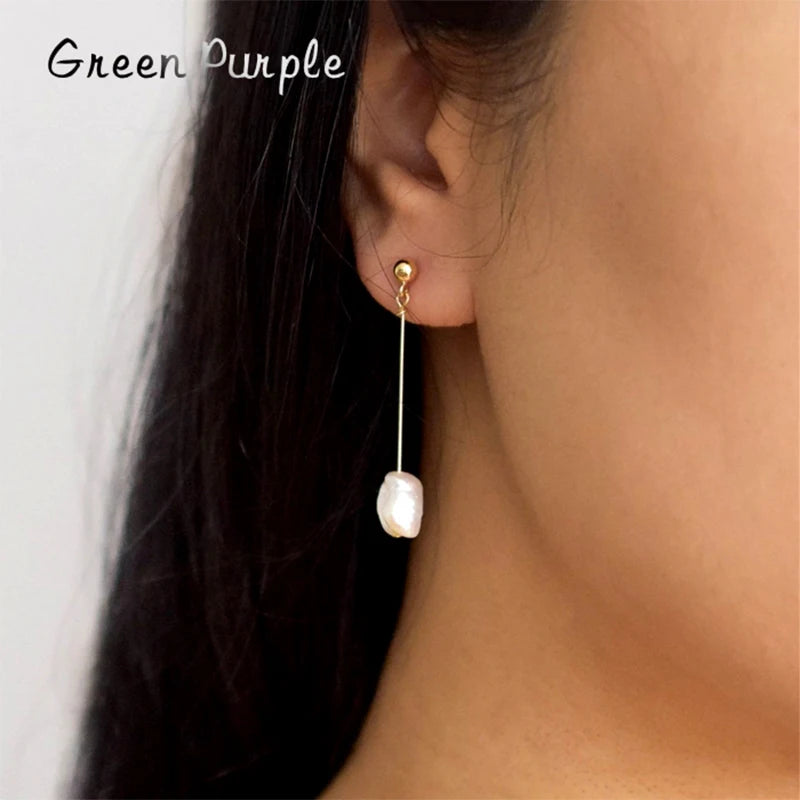 14k Filled Baroque Pearl Stud Earrings Vintage Jewelry for Women
