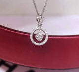 18K 1 Carats Sapphire Pendant Rose Necklace Diamond Jewelry