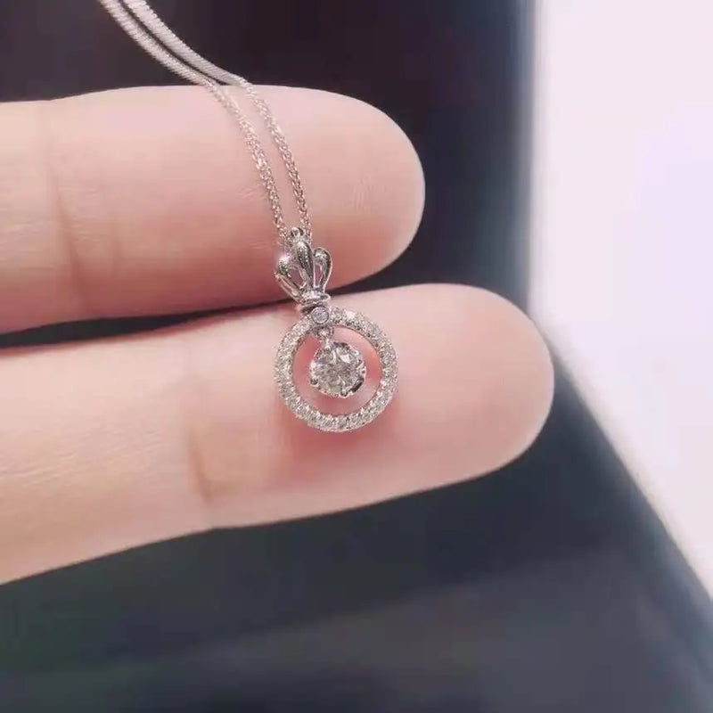 18K 1 Carats Sapphire Pendant Rose Necklace Diamond Jewelry
