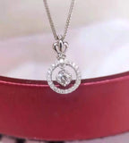 18K 1 Carats Sapphire Pendant Rose Necklace Diamond Jewelry