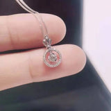 18K 1 Carats Sapphire Pendant Rose Necklace Diamond Jewelry