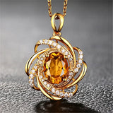 18K Topaz Pendant Yellow Gemstone Necklace 2 Carats Crystal Jewelry Womens
