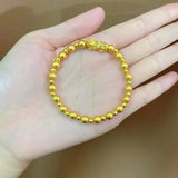 Real 18K 6mm Bead Chain Bracelet for Women