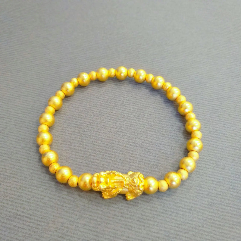 Real 18K 6mm Bead Chain Bracelet for Women