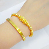 Real 18K 6mm Bead Chain Bracelet for Women