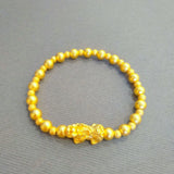 Real 18K 6mm Bead Chain Bracelet for Women