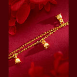 18K Bell Orchid Double Layer Bracelet Wedding Jewelry Bangles