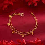 18K Bell Orchid Double Layer Bracelet Wedding Jewelry Bangles