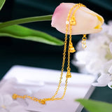 18K Bell Orchid Double Layer Bracelet Wedding Jewelry Bangles