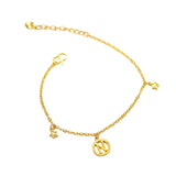 18K Bracelet for Women with N-plate Letter Pendants Fine Jewelry Gift