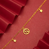 18K Bracelet for Women with N-plate Letter Pendants Fine Jewelry Gift