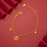 18K Bracelet for Women with N-plate Letter Pendants Fine Jewelry Gift