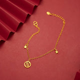 18K Bracelet for Women with N-plate Letter Pendants Fine Jewelry Gift