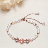 18K Bracelet with Freshwater Pearl Adjustable Chain Fine Jewelry