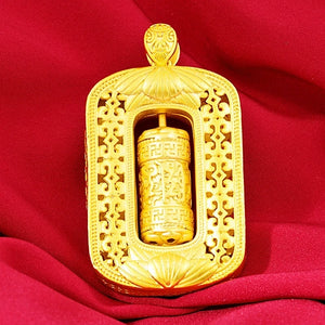 18K Buddhism Pendant Necklace Set Fine Jewelry Chain Ring Choker