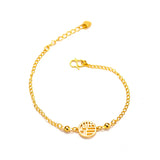 Real 18K Chain Bracelet for Women Pure Adjustable Fu Pendants Chain