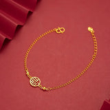 Real 18K Chain Bracelet for Women Pure Adjustable Fu Pendants Chain
