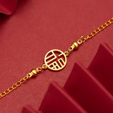 Real 18K Chain Bracelet for Women Pure Adjustable Fu Pendants Chain