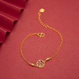 Real 18K Chain Bracelet for Women Pure Adjustable Fu Pendants Chain