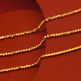 18K Chain Bracelet for Women Pure Adjustable Laser Beads Chain Fine Jewelry