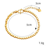 18K Chain Bracelet for Women Pure Adjustable Laser Beads Chain Fine Jewelry