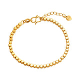 18K Chain Bracelet for Women Pure Adjustable Laser Beads Chain Fine Jewelry