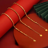 18K Chain Bracelet for Women Pure Adjustable Laser Beads Chain Fine Jewelry