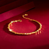 18K Chain Bracelet for Women - Adjustable Laser Beads Chain
