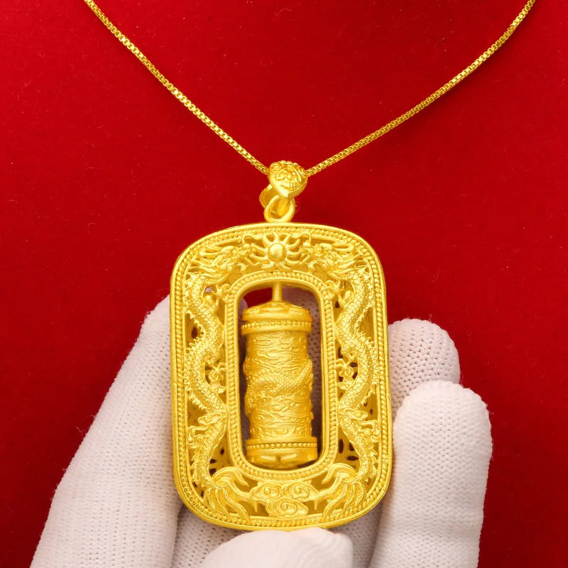 18K Dragon Pendant Chain for Women Men Jewelry