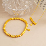 18K Frosted Slub Necklace Solid 999 Chain Jewelry Set for Women