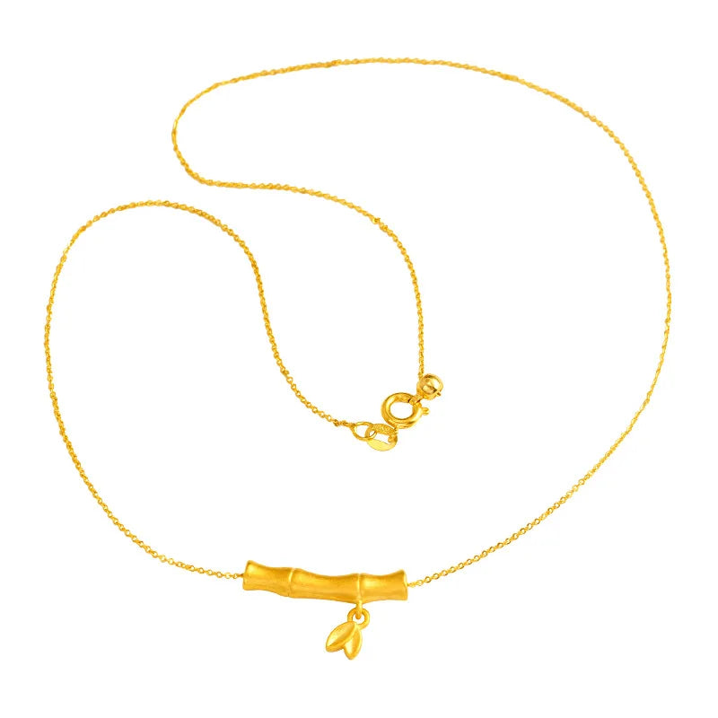 18K Frosted Slub Necklace Solid 999 Chain Jewelry Set for Women