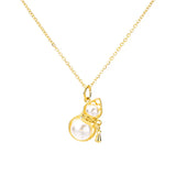 18K Gourd Pearl Pendant Necklace Solid 999 Pearl Necklace Chain
