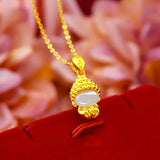 Real 18K Hetian Jade Buddha Pendant Necklace Fine Jewelry for Women