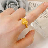18K Necklace Set Bride Pure 999 Plated Earring Rings Chain Wedding