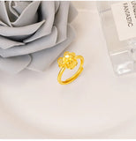 18K Necklace Set Bride Pure 999 Plated Earring Rings Chain Wedding