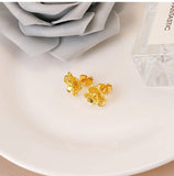 18K Necklace Set Bride Pure 999 Plated Earring Rings Chain Wedding